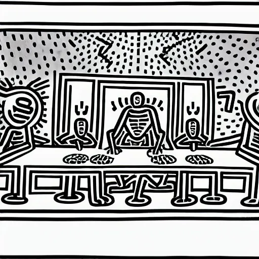 Image similar to The last supper, by Keith Haring