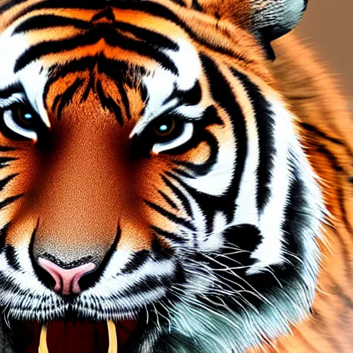 Prompt: tiger with an ostrich head, realistic, 4k, detailed, hybrid