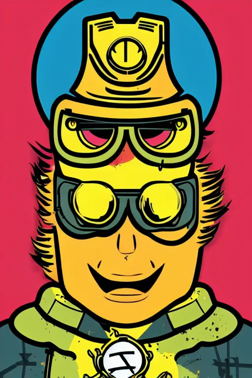 Image similar to fallout 7 6 retro futurist illustration art by butcher billy, sticker, colorful, illustration, highly detailed, simple, smooth and clean vector curves, no jagged lines, vector art, smooth andy warhol style