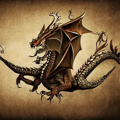 Prompt: a majestic dragon, hd, high quality steampunk art