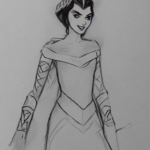 Image similar to milt kahl sketch of victoria justice as princess padme from star wars episode 3