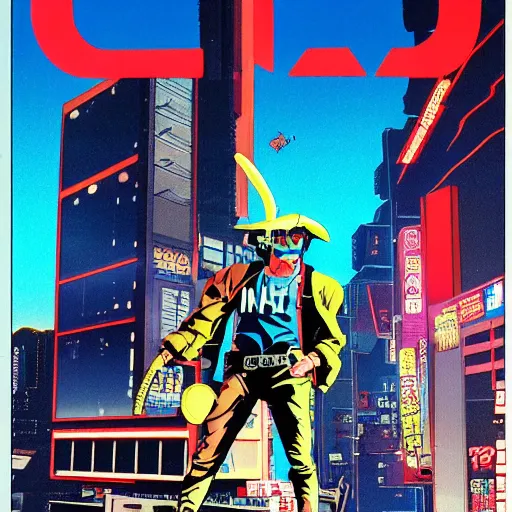 Prompt: 1988 OMNI Magazine Cover Illustration of neo-Tokyo bank robbery movie, Bank Robbery, Anime, Highly Detailed, Akira Color Palette, Inspired by Cowboy_Bebop + MGS2 + FLCL, 8k :4 by Vincent Di Fate + Arc System works + Katsuhiro Otomo : 8