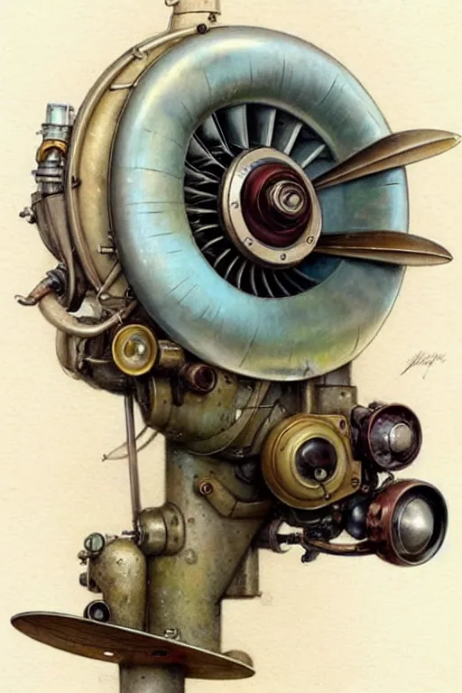 Image similar to (((((1950s rotary airplane engine. muted colors.))))) by Jean-Baptiste Monge !!!!!!!!!!!!!!!!!!!!!!!!!!!