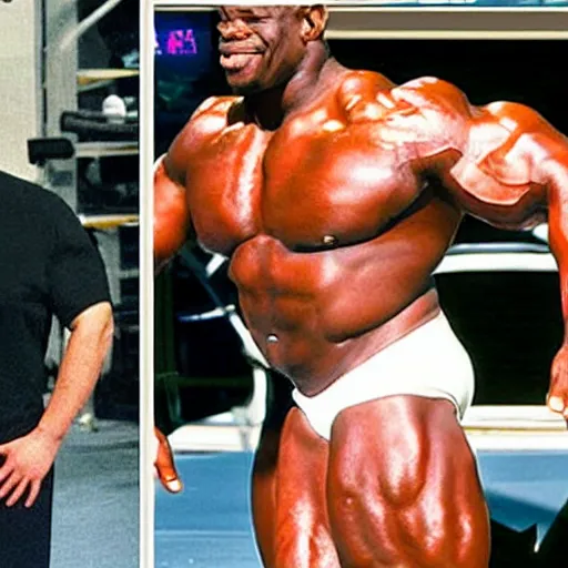 Prompt: elon musk with ronnie coleman's physique