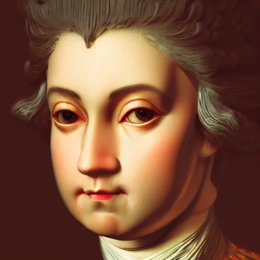 Image similar to A highly detailed portait of a woman by Mozart, by Beethoven, by Bach, by Chopin, by Debussy, volumetric lighting, octane render, 4K resolution, trending on spotify, masterpiece