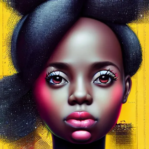 Image similar to London city portrait, black girl, Pixar style, by Tristan Eaton Stanley Artgerm and Tom Bagshaw.