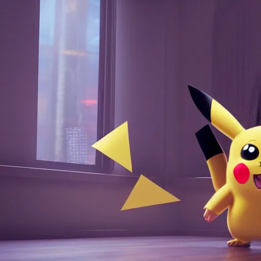 Image similar to A movie still of Pikachu as Detective Conan, exploration, photorealistic, concept art, cinematic, trending on artstation , realistic , 20mm camera , corona render , rule of thirds, hyper detailed , octane , 8k, photo-realistic maximum detail , volumetric light moody cinematic epic , ultra photoreal, octane render, render in unreal engine 5, 8k