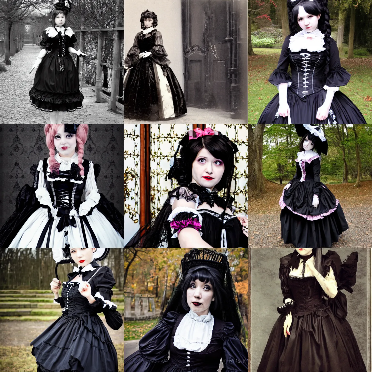 Prompt: a woman wearing a gothic lolita dress