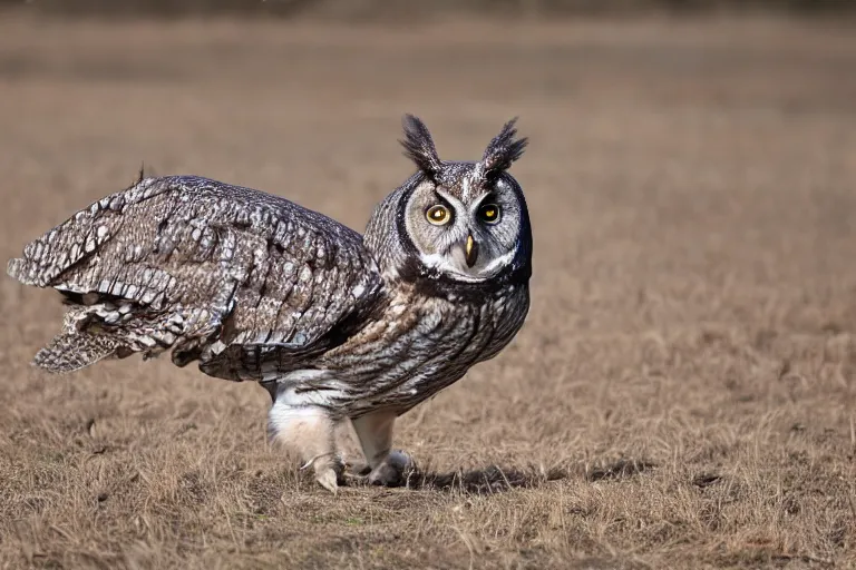 Prompt: an owl pig!!! hybrid! hyper realistic!! realistic lighting!! wildlife photographer of the year!!! bold natural colors, national geographic, hd, wide angle, 8 k