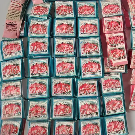 Image similar to packs of bubblegum from the fifties