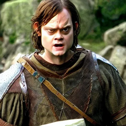 Image similar to dwight schrute playing gimli in lord of the rings