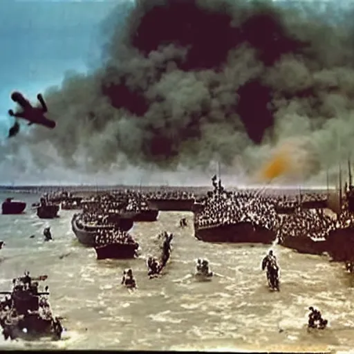 Image similar to go pro footage of d - day invasion, violent, blood, render