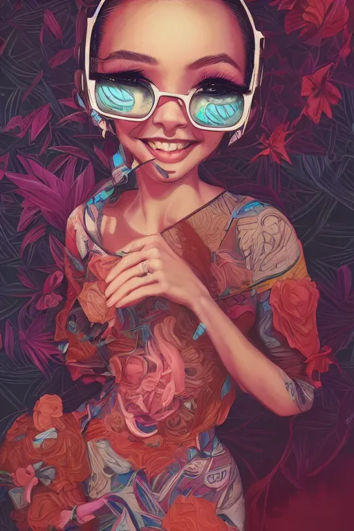 Image similar to a cutegirlsmiling, Tristan Eaton, victo ngai, artgerm, RHADS, ross draws