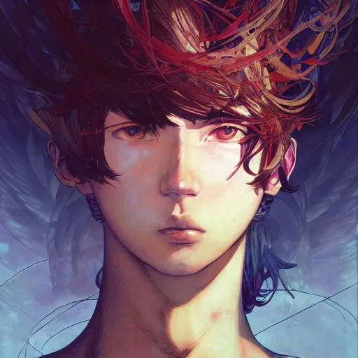 Image similar to prompt : fighter portrait soft light painted by james jean and katsuhiro otomo and erik jones, inspired by evangeleon anime, smooth face feature, intricate oil painting, high detail illustration, sharp high detail, manga and anime 1 9 9 0