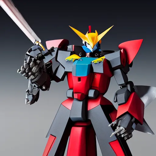 Prompt: rat shaped gundam posing with daggers, 4k, realistic