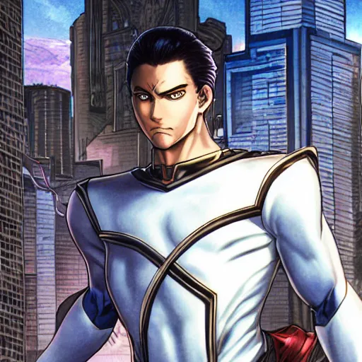 Prompt: portrait of white ranger from power rangers by yusuke murata and masakazu katsura, artstation, highly - detailed, cgsociety, pencil and ink, fighting pose, city in the background, dark colors