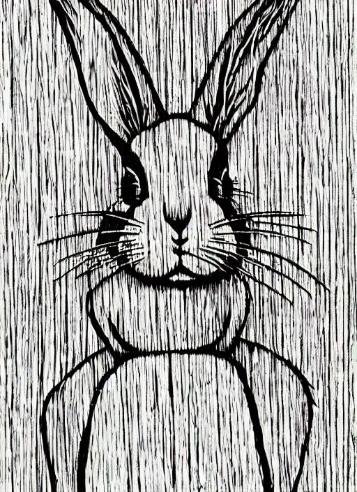 Image similar to rabbit woodcut print by Julie de Graag