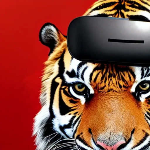 Image similar to a tiger wearing a vr headset