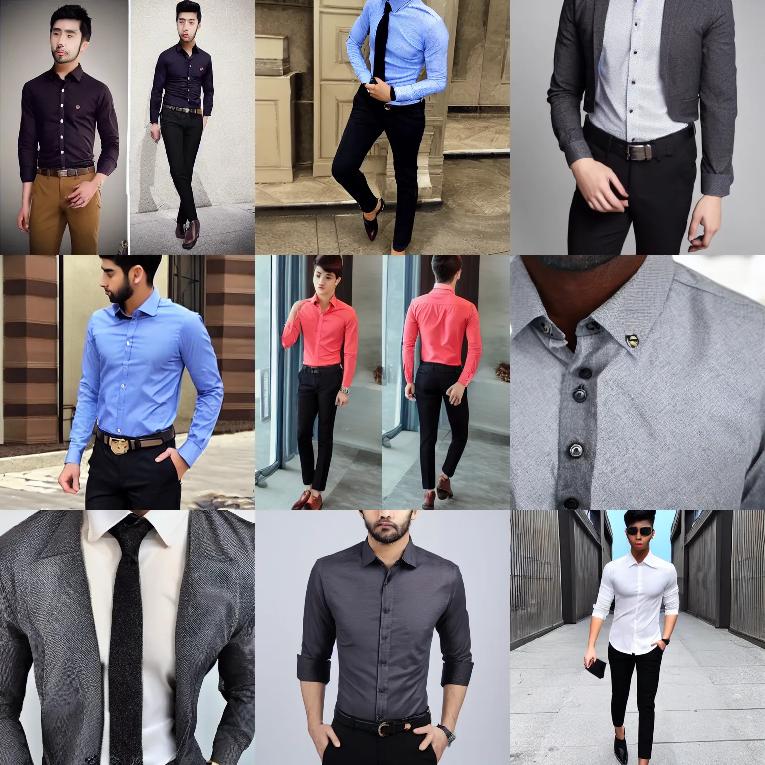 Prompt: a handsum young man dressed in semi formal wear, dark pants light button down shirt 4 k