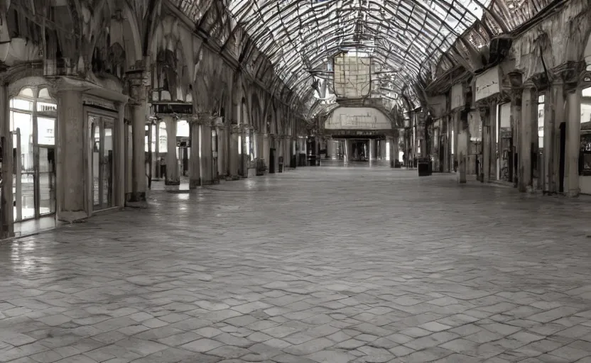 Prompt: empty arcade haunted by silver ghosts