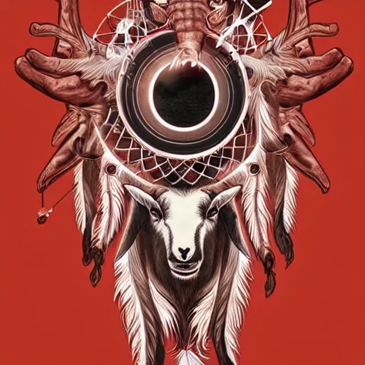 Image similar to Epic Album art cover, dreamcatcher, scream, goat, trending on artstation, award-winning art