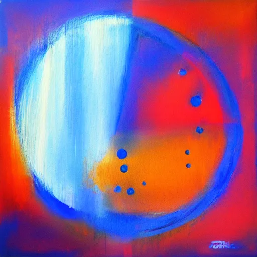 Prompt: once in a blue moon, abstract art, futurism, acrylic painting