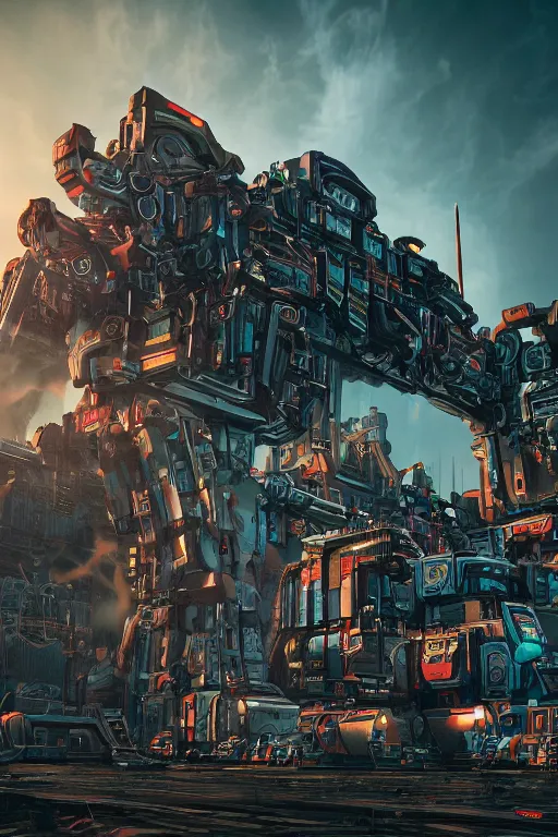 Image similar to Cybertron, Hot Topic store for goth Decepticons, long shot, cinematography by Wes Anderson, 4k octane render, intricate detail, photorealistic , cinematic lighting, Artstation