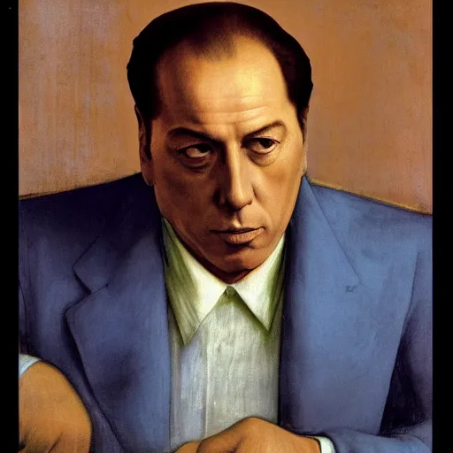 Image similar to close up of silvio berlusconi, film still by edward hopper, by Pontormo, by klimt, art noveau, highly detailed, strong lights, liminal, eerie, Bright pastel colors