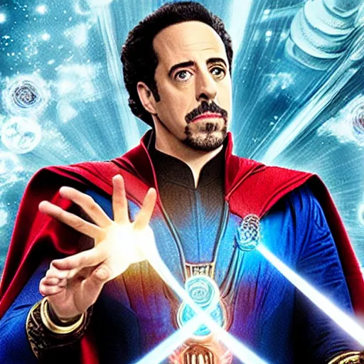 Prompt: film still of Jerry Seinfeld as Doctor Strange in the Multiverse of Madness