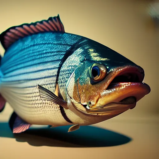 Image similar to fish, octane render, award winning, unreal engine, houdini render, studio light