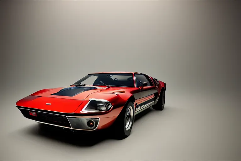 Image similar to designed by john delorean stylized poser of a single 1 9 6 9 fastback mustang! mk 2 ford gt 4 0!!!! ( delorean ), large led lights, ektachrome photograph, volumetric lighting, f 8 aperture, cinematic eastman 5 3 8 4 film