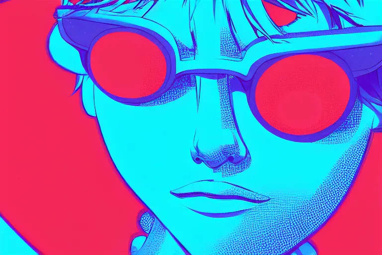 Image similar to illustrated, in the style of john avon and raul urias and eva widermann, trending on artstation, halfrear lighting closeup view anaglyph filter, bokeh, anime, colored pencil art, belle epoque