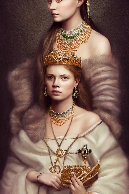 Image similar to beautiful very detailed portrait of a young princess with lots of jewelry and an Ultra Lux jade mask, full body, in the background there is a minimalistic throne, digital art , photos by Annie Leibovitz, moody, models by 500px, dramatic cinematic lighting rendered by octane, 8k, detailed, intricate, clean and textures, trending on artstation, deviantart google images, pinterest