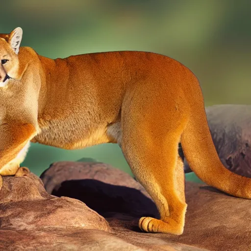 Image similar to still of an orange mountain lion in the style of Winnie the Pooh