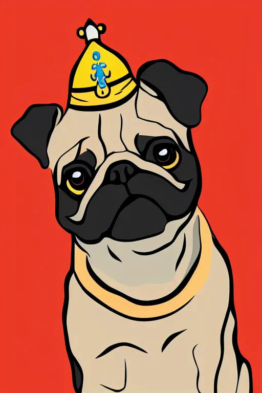 Image similar to Portrait of a pug as the pope, sticker, colorful, illustration, highly detailed, simple, smooth and clean vector curves, no jagged lines, vector art, smooth