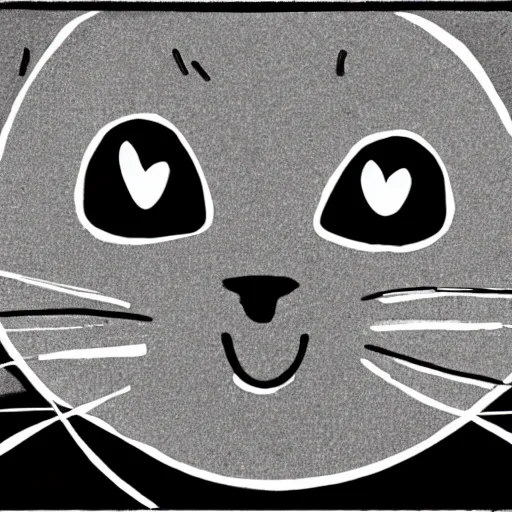 Image similar to one - line drawing of happy cat