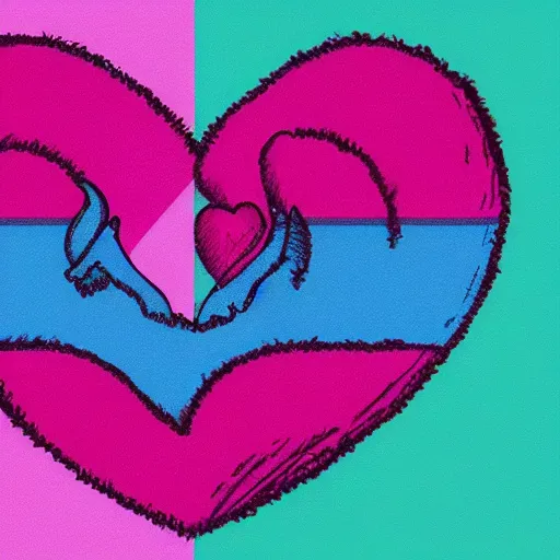 Image similar to fox cute heart illustration trans flag colors