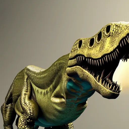 Image similar to a t-rex as an ophidian alien, photorealistic, octane render, !!!coherent like Dall-E 2!!!, award-winning