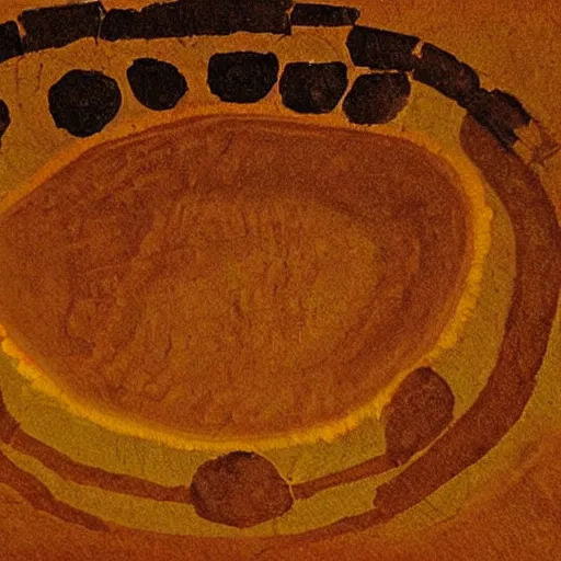 Image similar to cave painting of a ufo