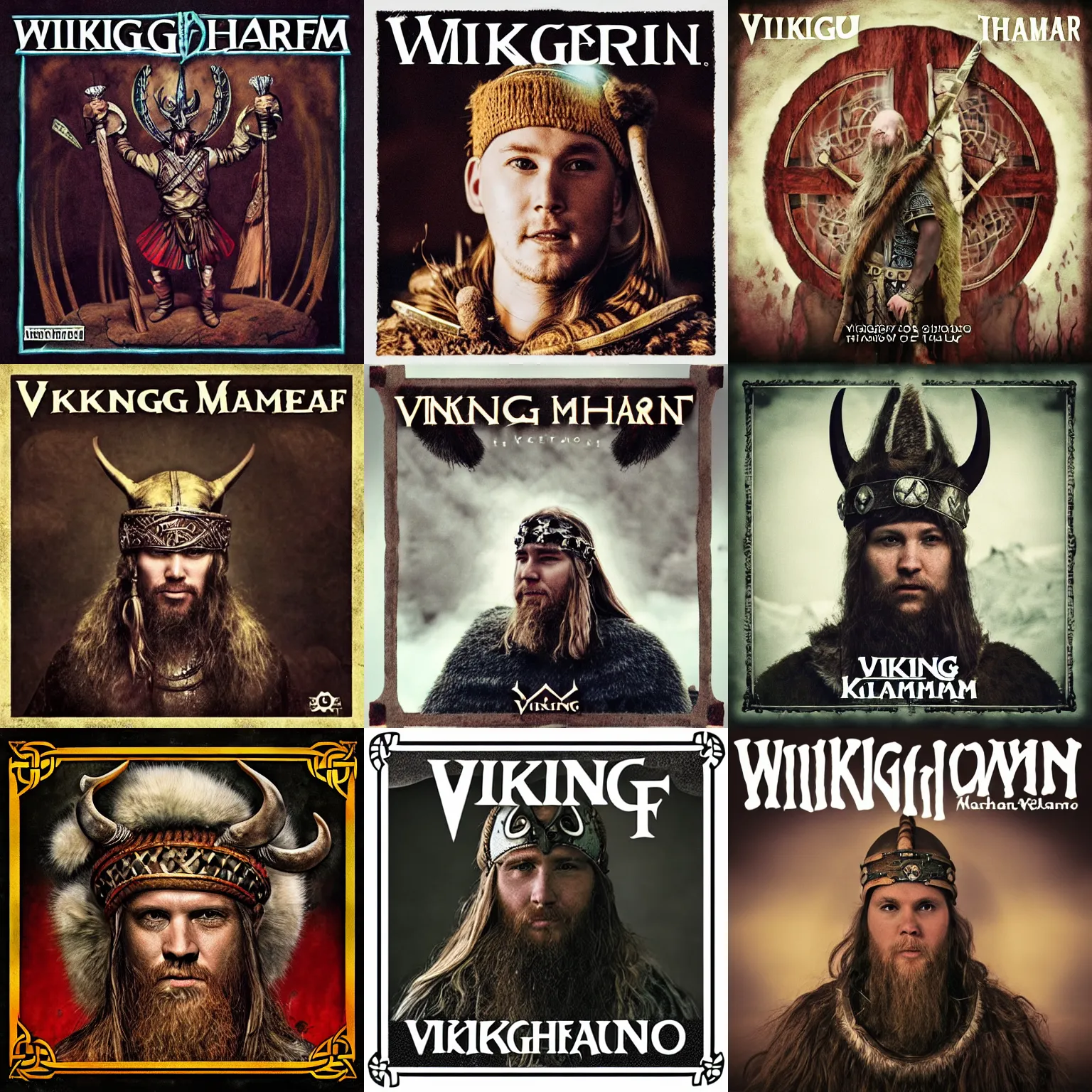 Prompt: viking shaman album cover