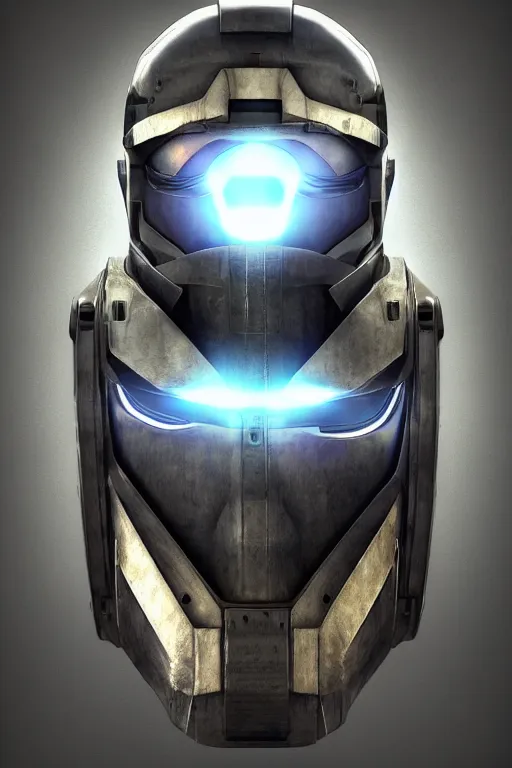 Image similar to robot ninja mask helmet halo master chief radiating a glowing aura global illumination ray tracing hdr fanart arstation by ian pesty and katarzyna da „ bek - chmiel