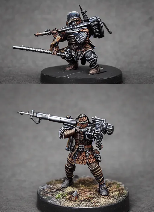 Image similar to 8 0 mm resin detailed miniature of a warhammer 4 0 k viking sniper, product introduction photos, 4 k, full body,