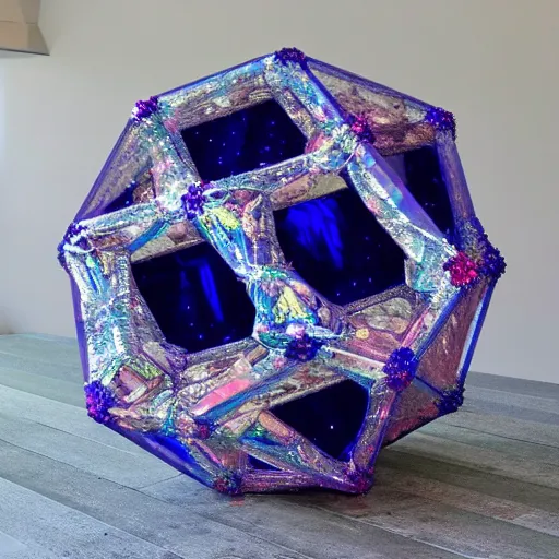 Prompt: the most beautiful sapphire crystal dodecahedron ballerina in the world