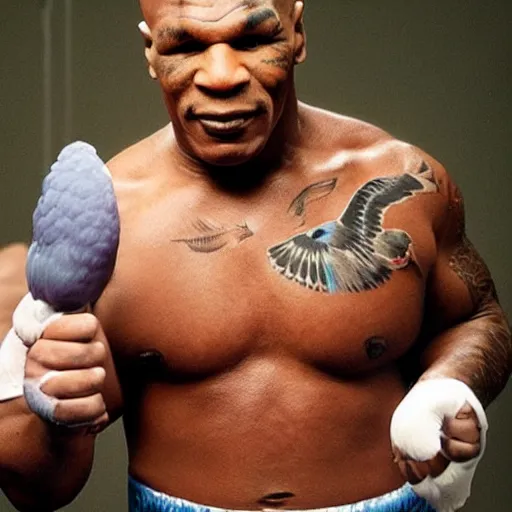 Prompt: mike tyson is a pigeon, a pigeon with mike tyson tattoo