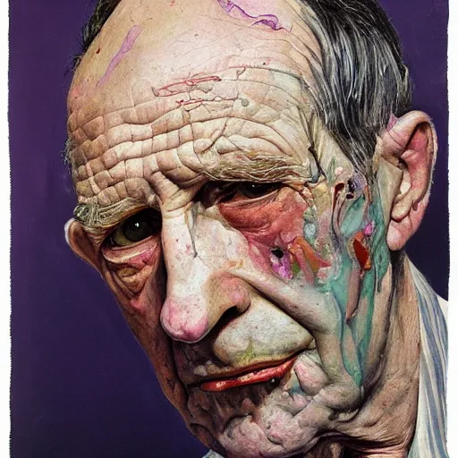 Prompt: high quality high detail painting by lucian freud, hd, old face with purple scars