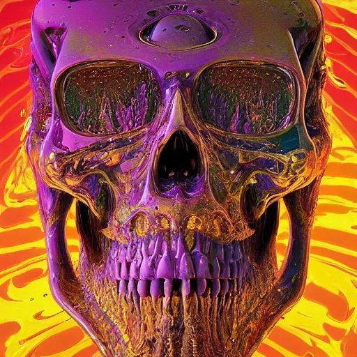 Image similar to portrait_of_a_melting_liquid_skull._intricate_abstract._intricate_artwork._by_Tooth_Wu_wlop_beeple_dan_mumford._octane_render_trending_on_artstation suitable for album cover artwork