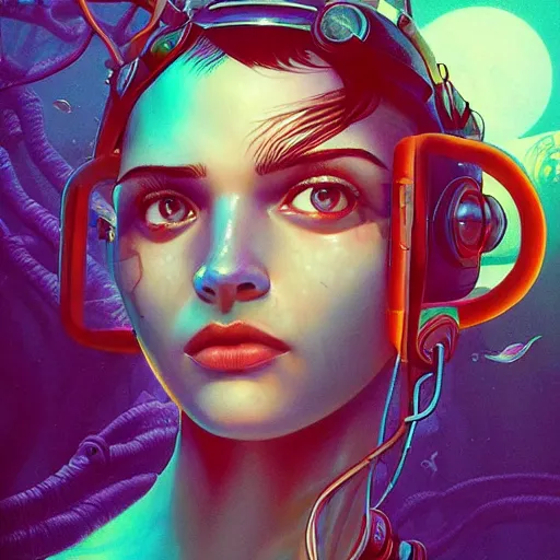 Prompt: lofi underwater biopunk instagram portrait, Pixar style, by Tristan Eaton Stanley Artgerm and Tom Bagshaw.