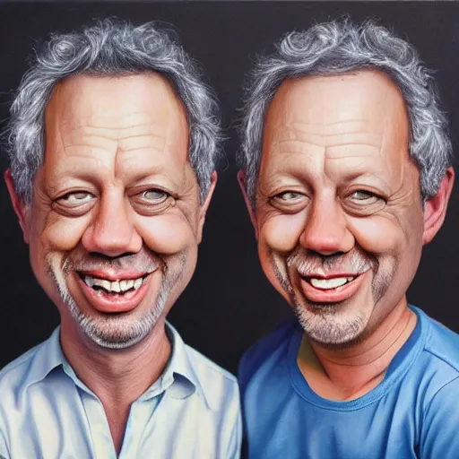 Image similar to Caricature portraits done of Gene Ween, realistic, hyperrealistic, very realistic, highly detailed, very detailed, extremely detailed, detailed, oil painting, digital art, trending on artstation