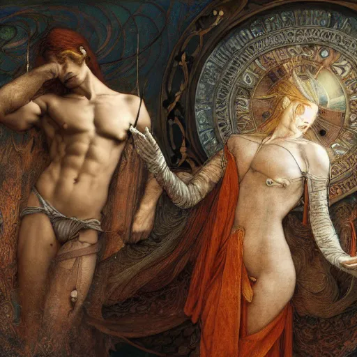 Prompt: disasterpiece truth disciples holy estrangement, by Edgar Maxence and Ross Tran and Michael Whelan and Da Vinci and Caravaggio and J.M.W Turner, metal watercolor intricate line drawings, sacred chords, mixed techniques 4k resolution