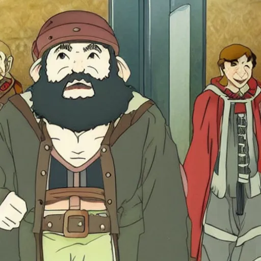 Image similar to gimli the dwarf in an anime world, incredibly detailed, ultra realistic, satoshi kon